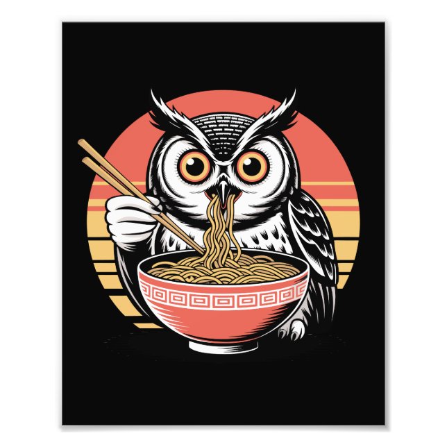 Impression Photo Chouette Ramen japonais Ukiyo-e Vintage (Devant)