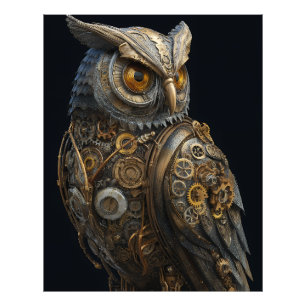 Impression Photo Chouette Steampunk aux Yeux Dorés