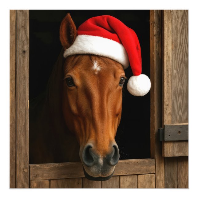 Impression Photo Christmas Horse In Stable Window (Devant)