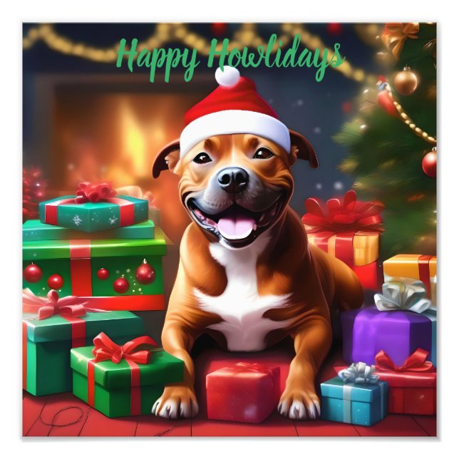 Impression Photo Christmas Staffordshire Bull Terrier (Devant)