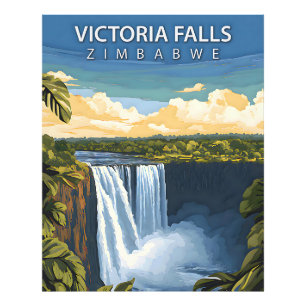 Impression Photo Chutes Victoria – Affiche de voyage rétro du Zimba