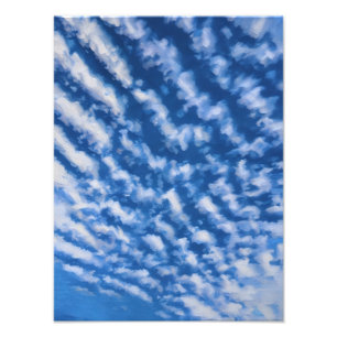 Impression Photo Ciel Bleu Vibrant Avec Nuages Blancs Fraîches Au-D