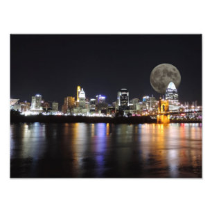 Impression Photo Ciel de Cincinnat avec l'affiche de la lune