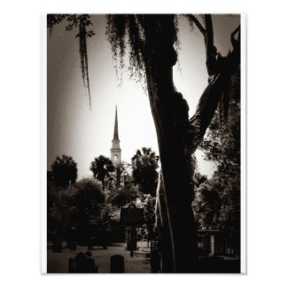 Impression Photo Cimetière Colonial, Savannah (Noir Et Blanc)