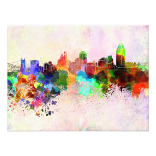 Impression Photo Cincinnati skyline in background watercolor