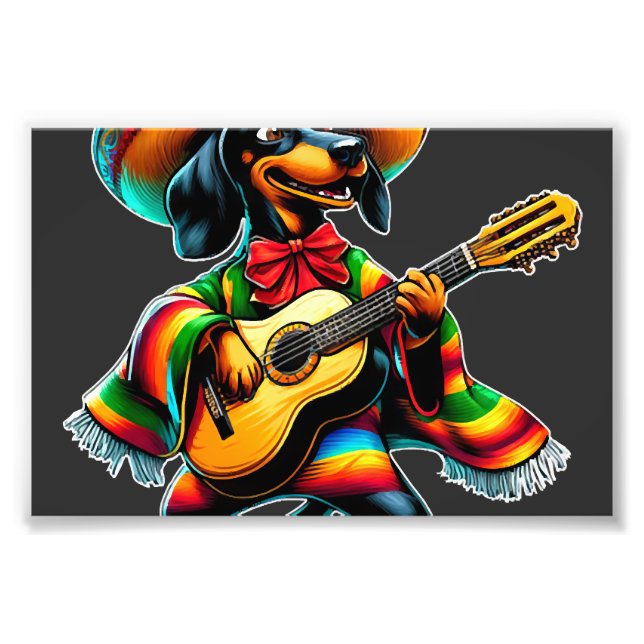 Impression Photo Cinco de Mayo Teckel Mariachi Guitare (Devant)