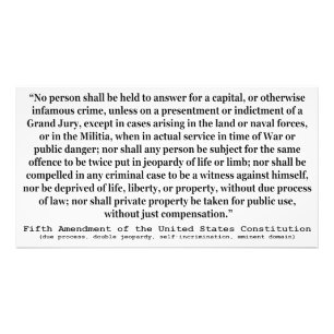 Impression Photo Cinquième amendement à la Constitution des États-U