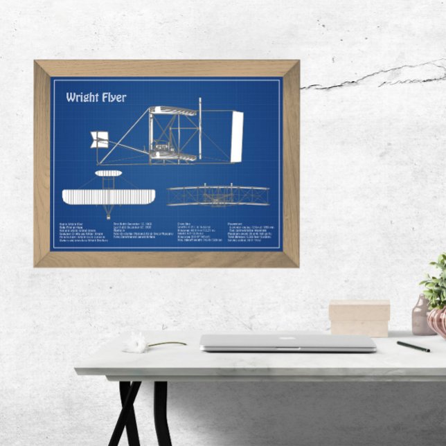 Impression Photo Circulaire Wright - Plan de dessin du plan d'avion (Créateur téléchargé)