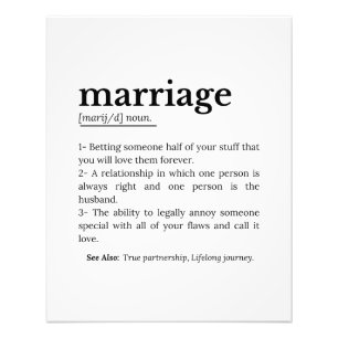 Impression Photo Citation de la définition du mariage amusant
