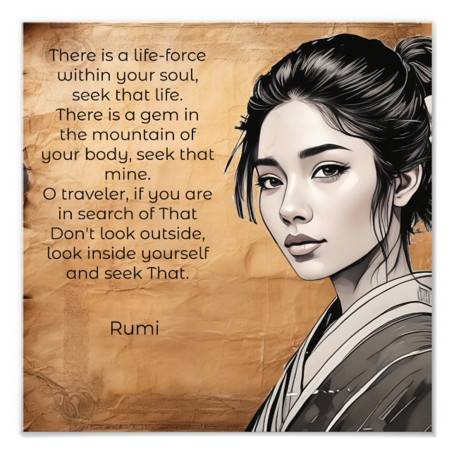 Impression Photo Citation de Rumi - Force de vie en vous (Devant)