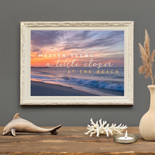 Impression Photo Citation Inspirationnelle Le Ciel Semble Plus Près (Inspirational Quote Heaven Seems Closer At Beach Photo Print)