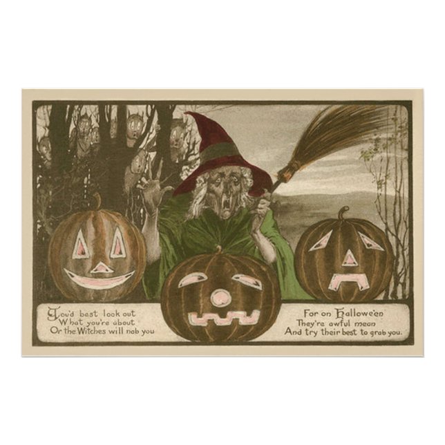 Impression Photo Citrouille de Jack O' Lantern sorcière lutin (Devant)