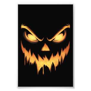 Impression Photo Citrouille effrayante Jack O Lantern Visage Hallow