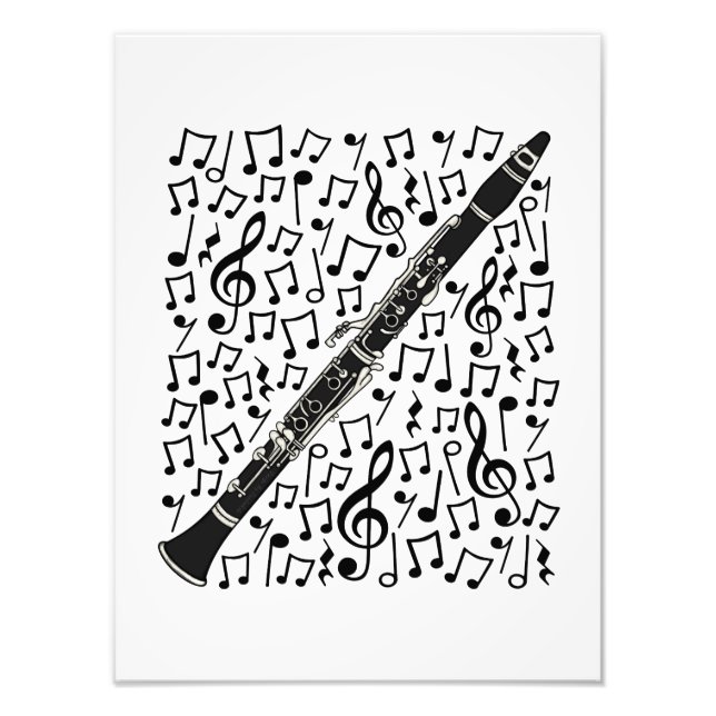 Impression Photo Clarinet Notes musicales Professeur de musique Woo (Devant)
