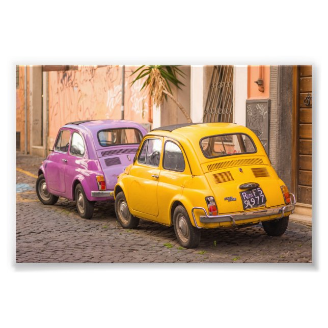 Impression Photo Classic italien Fiat 500 voitures à Rome Italie (Devant)
