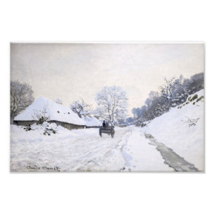 Impression Photo Claude Monet - Chariot sur la route enneigée à Hon
