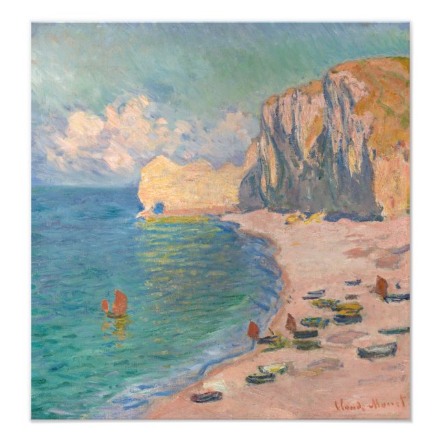 Impression Photo Claude Monet - Etretat : Plage et Falaise d'Amont (Devant)