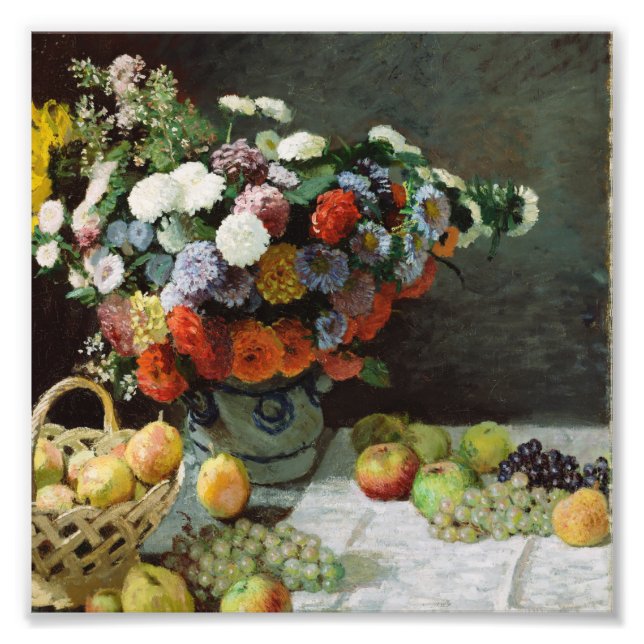 Impression Photo Claude Monet - Nature morte avec fleurs et fruits (Devant)