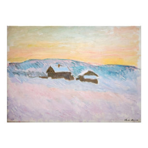 Impression Photo Claude Monet - Paysage norvégien, Maisons bleues