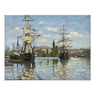 Impression Photo Claude Monet Ships on the Seine River Travel Art