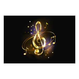 Impression Photo Clé de Sol Musicale en Or