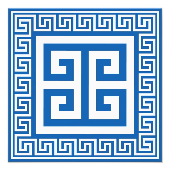 Impression Photo Clé grecque Motif blanc et bleu (Devant)