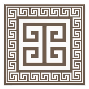 Impression Photo Clé grecque Motif blanc et design Brown