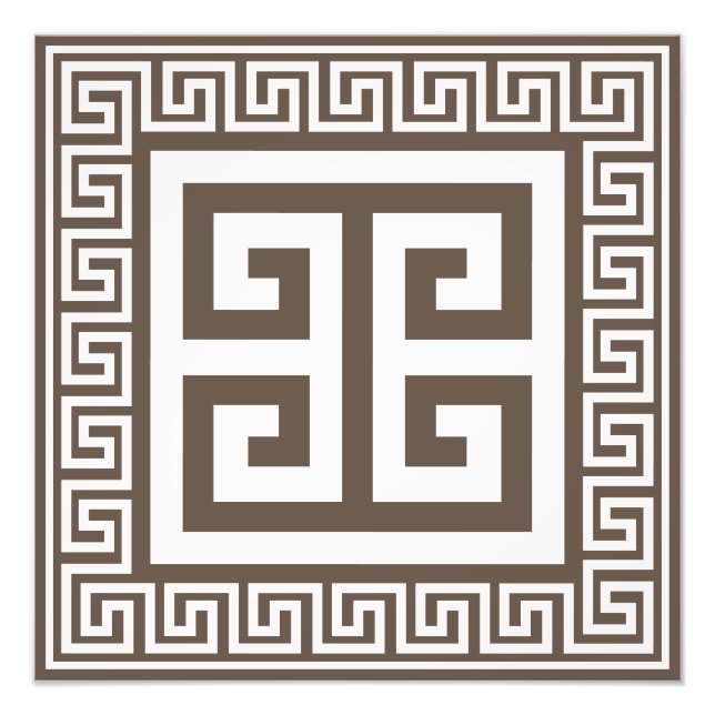 Impression Photo Clé grecque Motif blanc et design Brown (Devant)