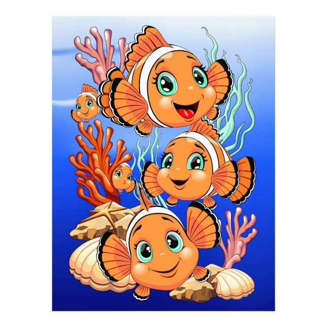 Impression Photo Clown fish Cartoon cute Family Underwater (Devant)