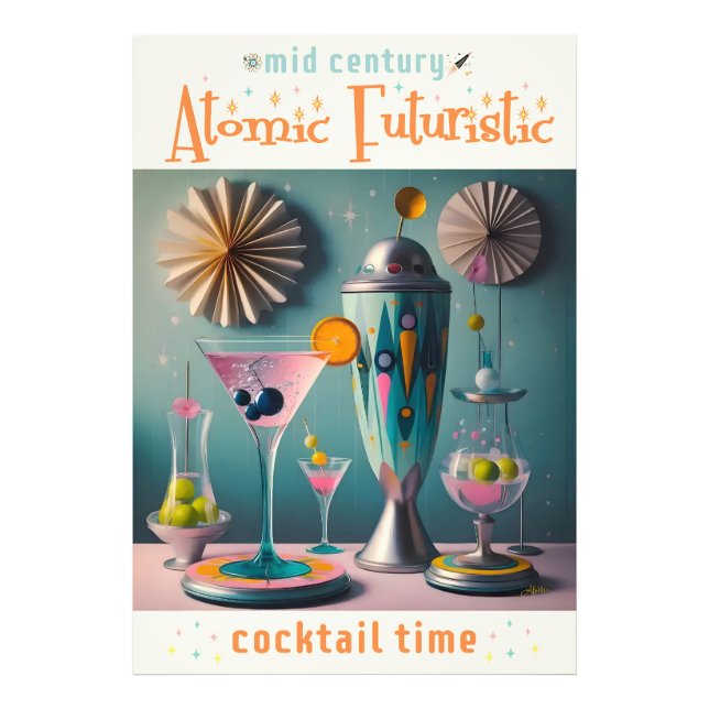 Impression Photo Cocktail atomique futuriste du milieu du siècle (Devant)
