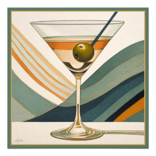 Impression Photo Cocktail Martini Design Milieu du XXe Siècle