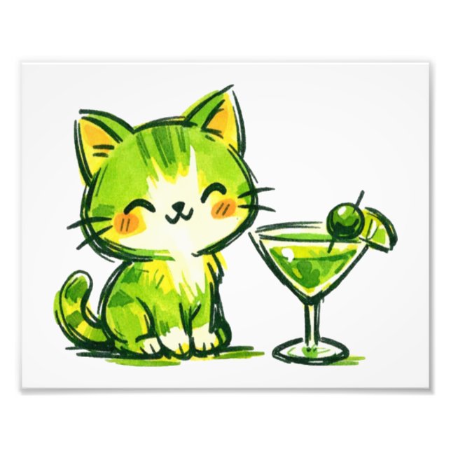 Impression Photo Cocktails verts et chats (Devant)