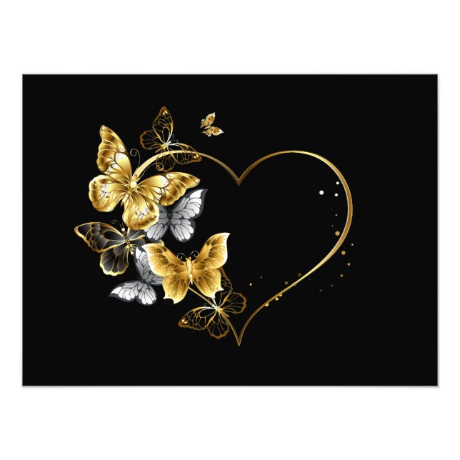 Impression Photo Coeur aux papillons d'or (Devant)