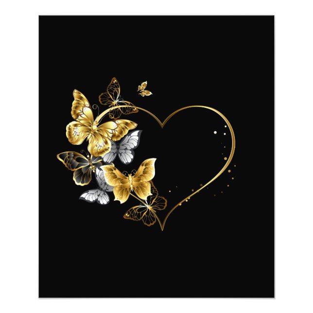 Impression Photo Coeur aux papillons d'or (Devant)