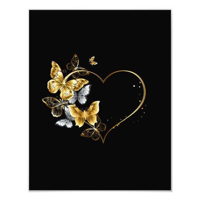 Impression Photo Coeur aux papillons d'or (Devant)
