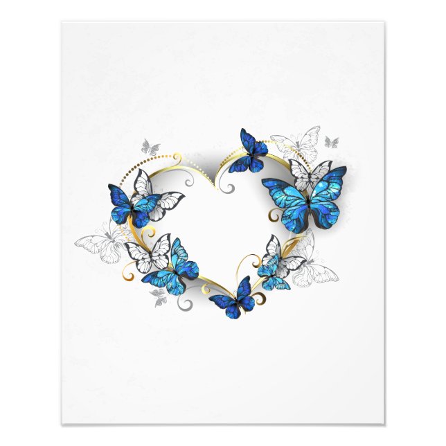 Impression Photo Coeur bijoux avec papillons Morpho (Devant)