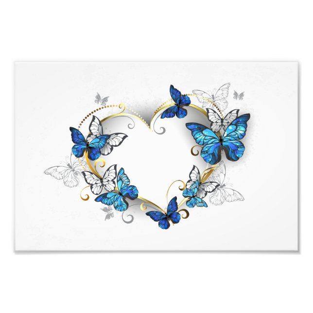 Impression Photo Coeur bijoux avec papillons Morpho (Devant)