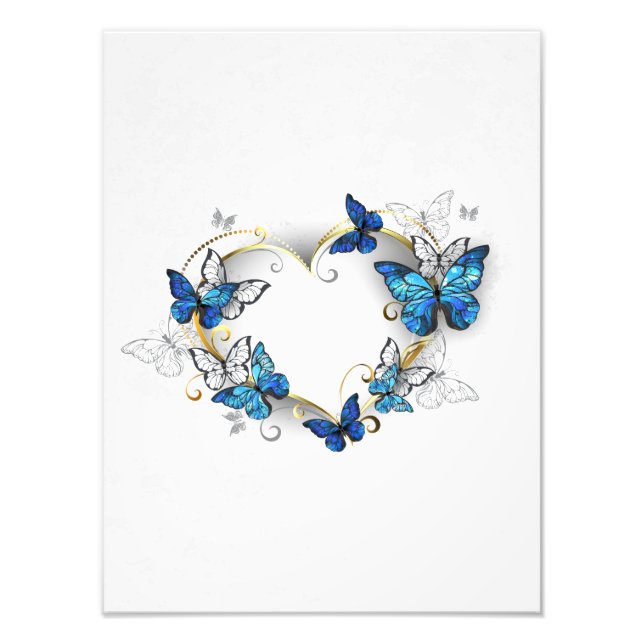 Impression Photo Coeur bijoux avec papillons Morpho (Devant)