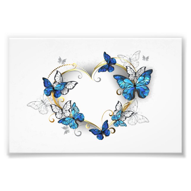 Impression Photo Coeur bijoux avec papillons Morpho (Devant)