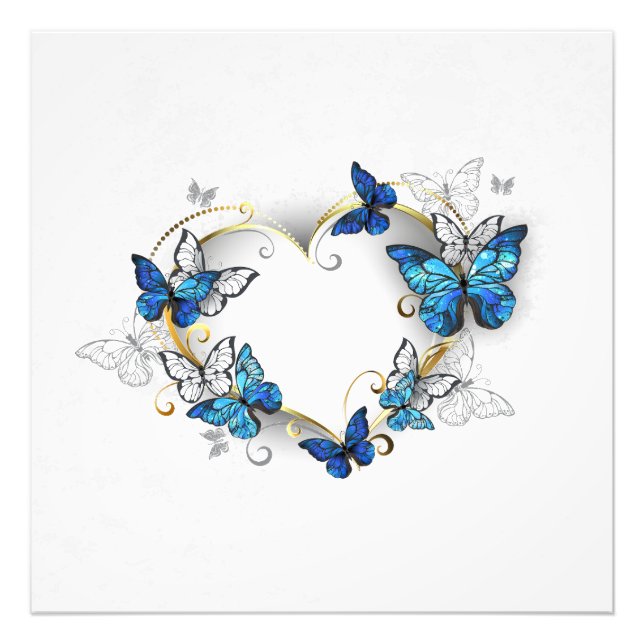 Impression Photo Coeur bijoux avec papillons Morpho (Devant)