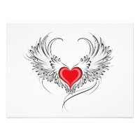 Cœur d'ange rouge avec ailes