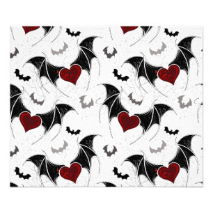 Impression Photo Coeur d'Halloween avec ailes de chauve-souris noir
