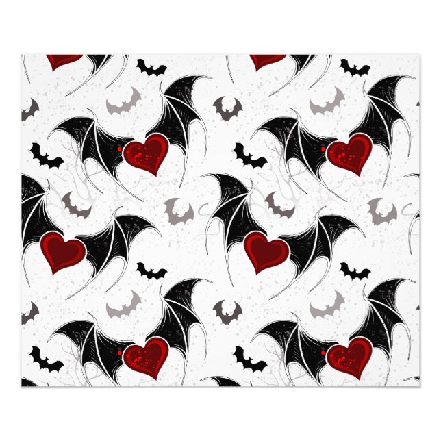 Impression Photo Coeur d'Halloween avec ailes de chauve-souris noir (Devant)