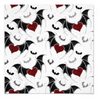 Coeur d'Halloween avec ailes de chauve-souris noir