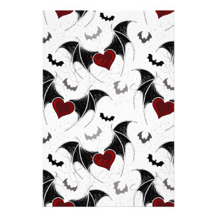 Impression Photo Coeur d'Halloween avec ailes de chauve-souris noir