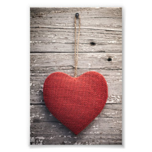 Impression Photo Coeur rouge de toile de jute