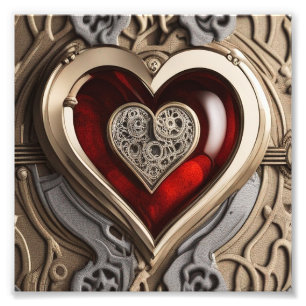 Impression Photo Coeur Steampunk - Amour mécanique complexe