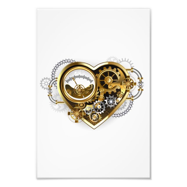 Impression Photo Cœur Steampunk avec un manomètre (Devant)