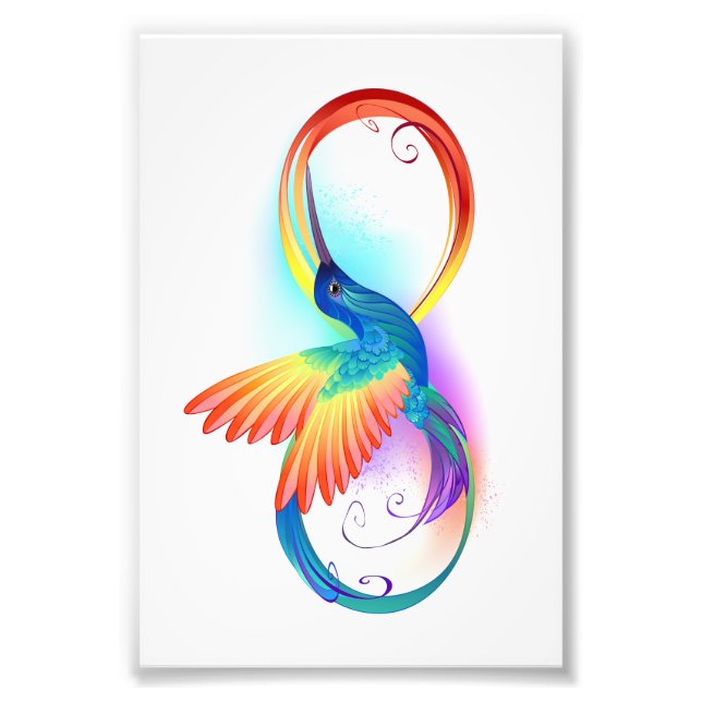 Impression Photo Colibri arc-en-ciel avec symbole d'infini (Devant)