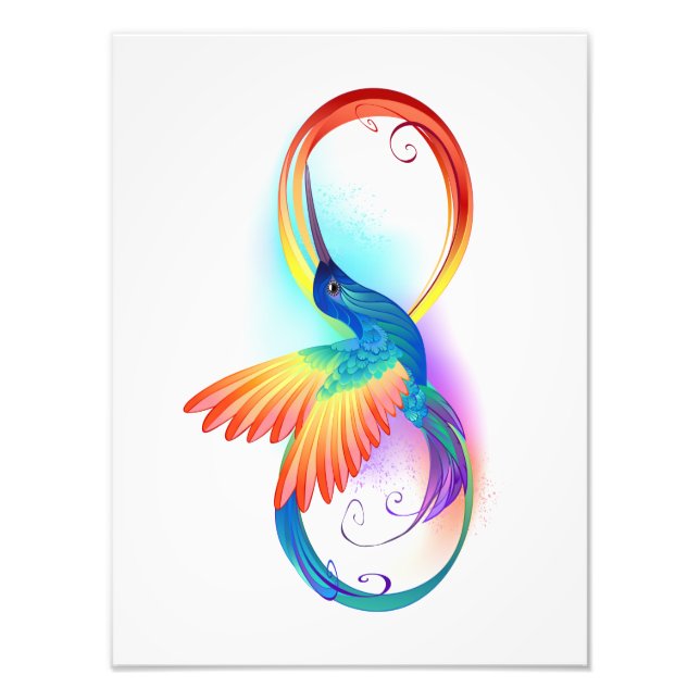Impression Photo Colibri arc-en-ciel avec symbole Infinity (Devant)